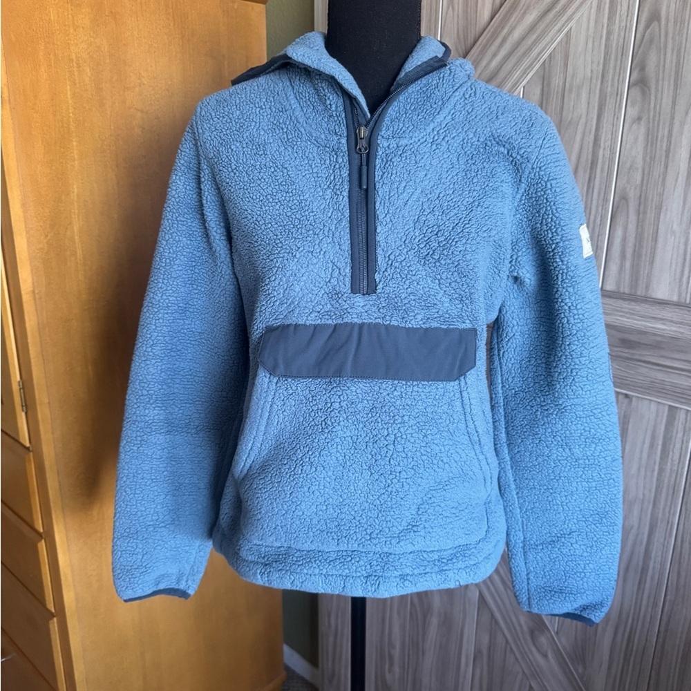 The North Face Women's Blue Sherpa Fleece Pullover Hoodie (Size Small)